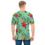 Hibiscus Plumeria Flowers Pattern Print Men's T-Shirt