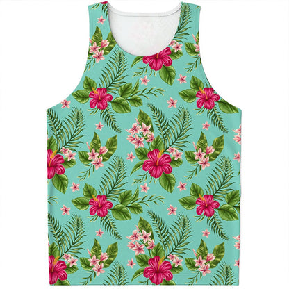 Hibiscus Plumeria Flowers Pattern Print Men's Tank Top