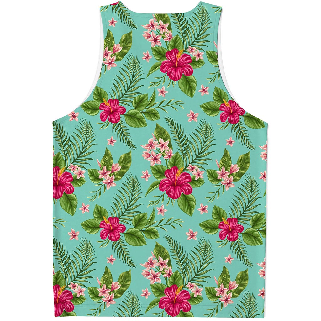 Hibiscus Plumeria Flowers Pattern Print Men's Tank Top