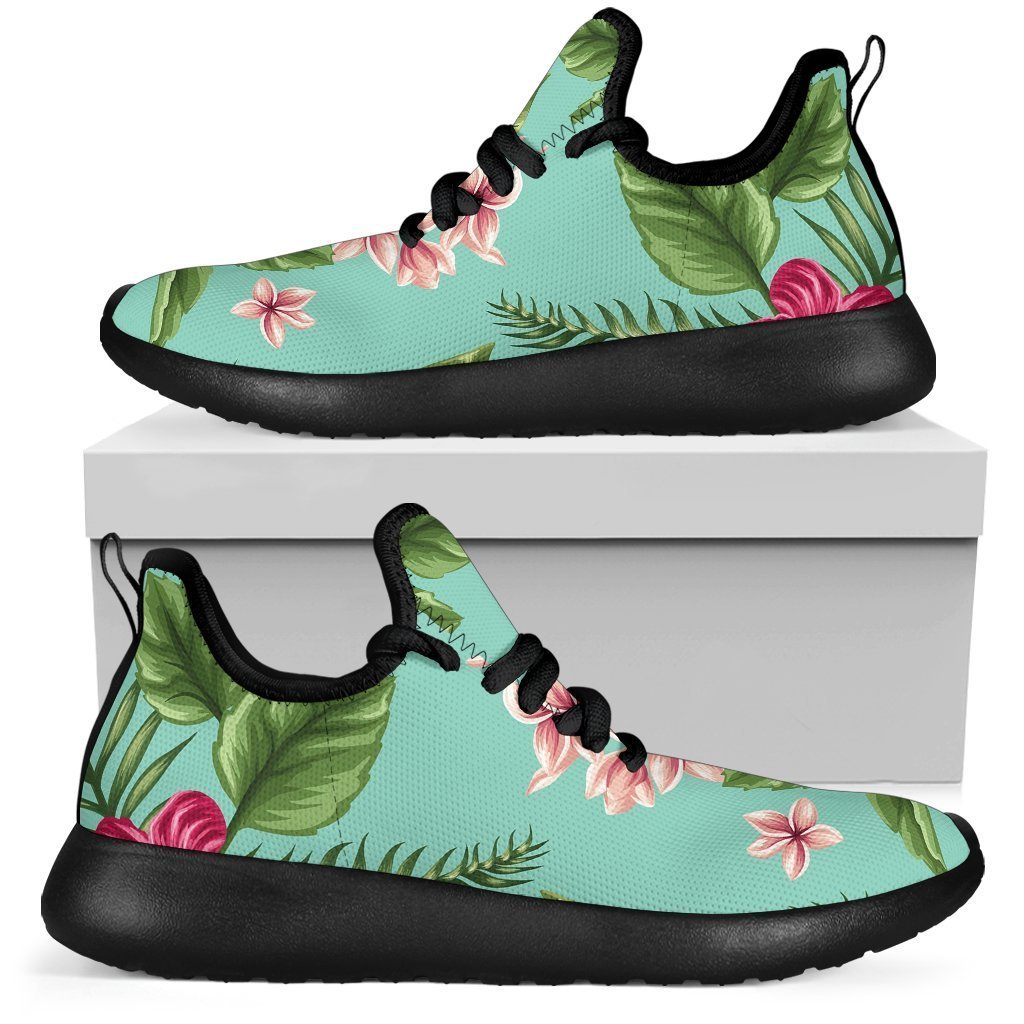 Hibiscus Plumeria Flowers Pattern Print Mesh Knit Shoes GearFrost