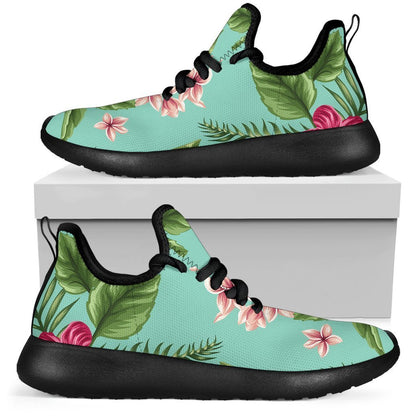 Hibiscus Plumeria Flowers Pattern Print Mesh Knit Shoes GearFrost