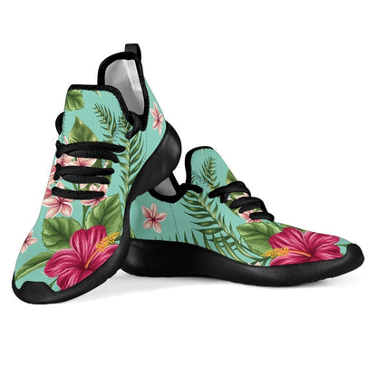 Hibiscus Plumeria Flowers Pattern Print Mesh Knit Shoes GearFrost
