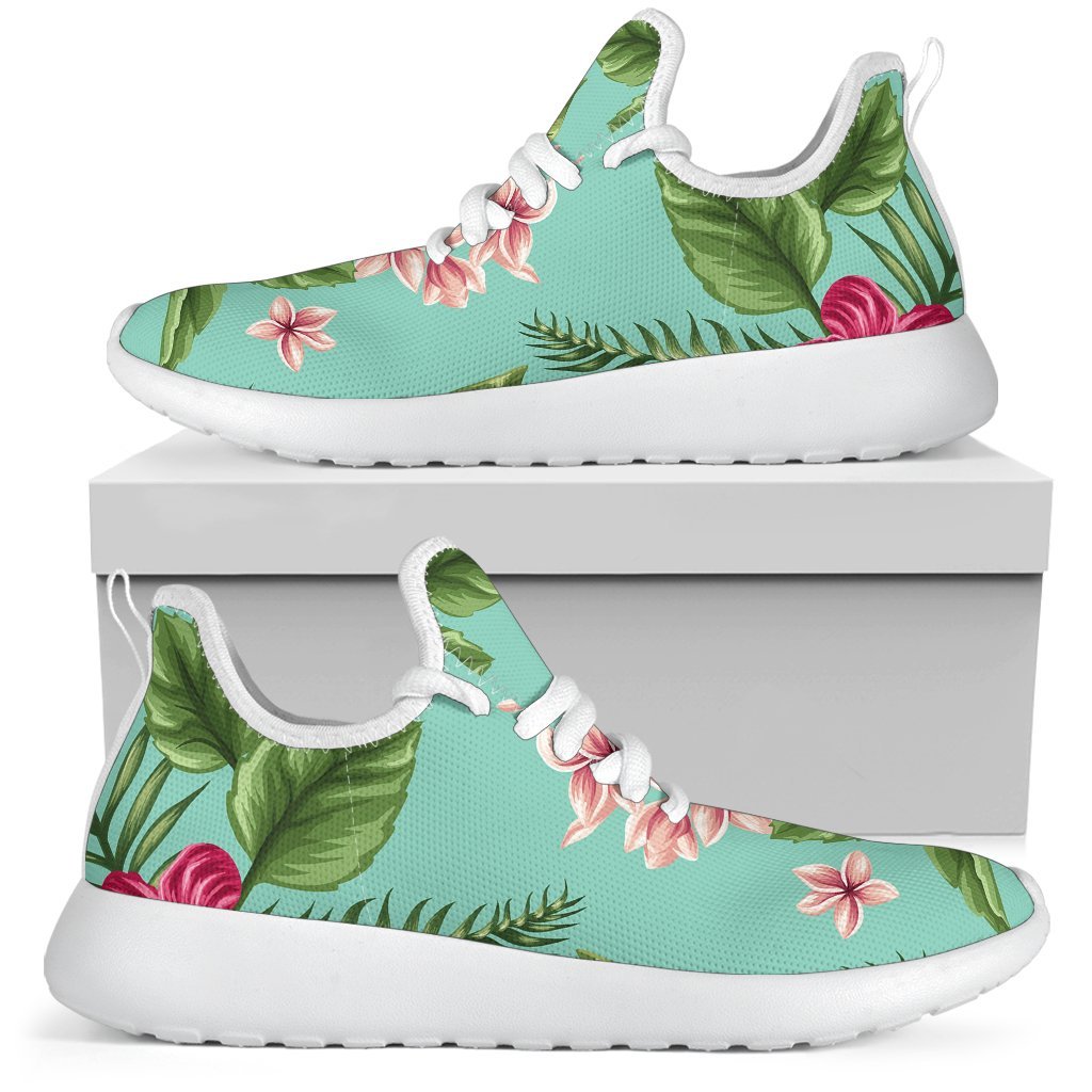 Hibiscus Plumeria Flowers Pattern Print Mesh Knit Shoes GearFrost