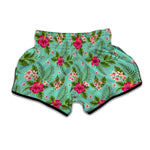 Hibiscus Plumeria Flowers Pattern Print Muay Thai Boxing Shorts