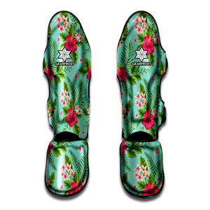 Hibiscus Plumeria Flowers Pattern Print Muay Thai Shin Guard