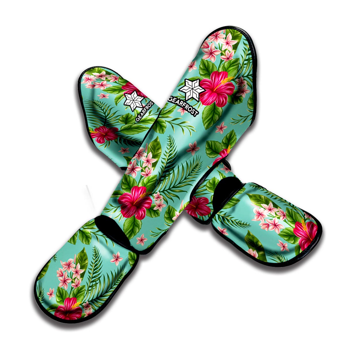 Hibiscus Plumeria Flowers Pattern Print Muay Thai Shin Guard