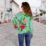 Hibiscus Plumeria Flowers Pattern Print Off Shoulder Sweatshirt GearFrost