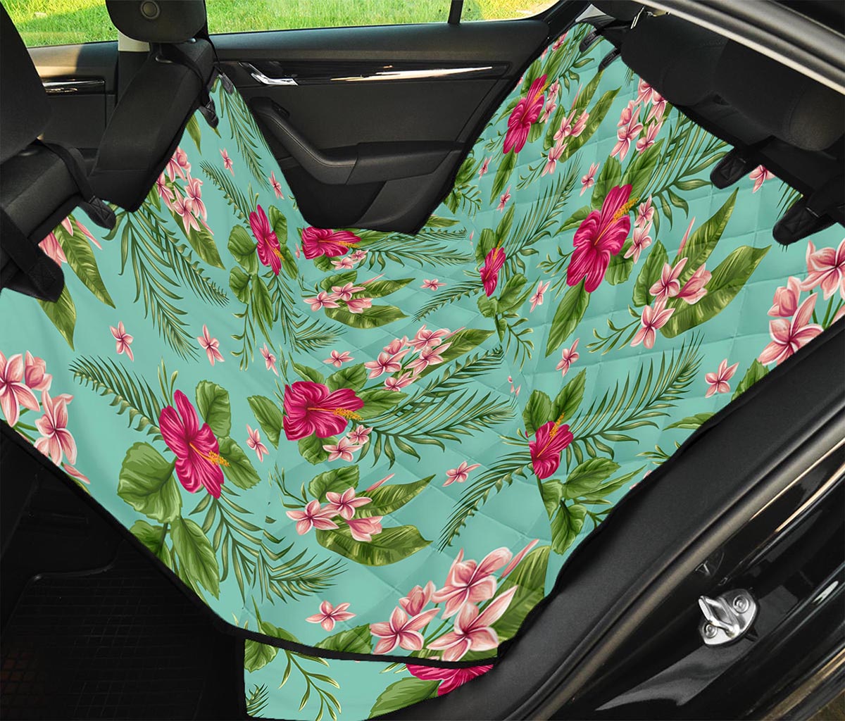 Hibiscus Plumeria Flowers Pattern Print Pet Car Back Seat Cover