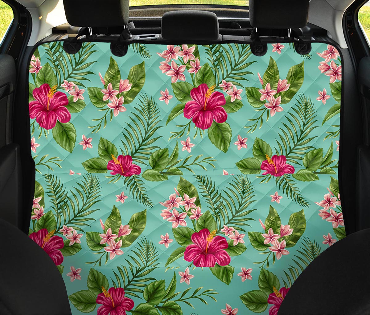 Hibiscus Plumeria Flowers Pattern Print Pet Car Back Seat Cover