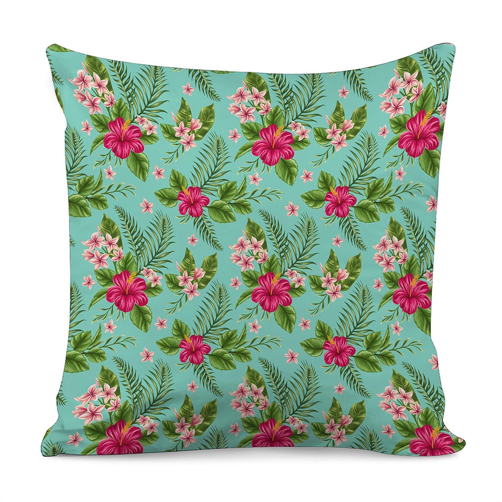 Hibiscus Plumeria Flowers Pattern Print Pillow Cover