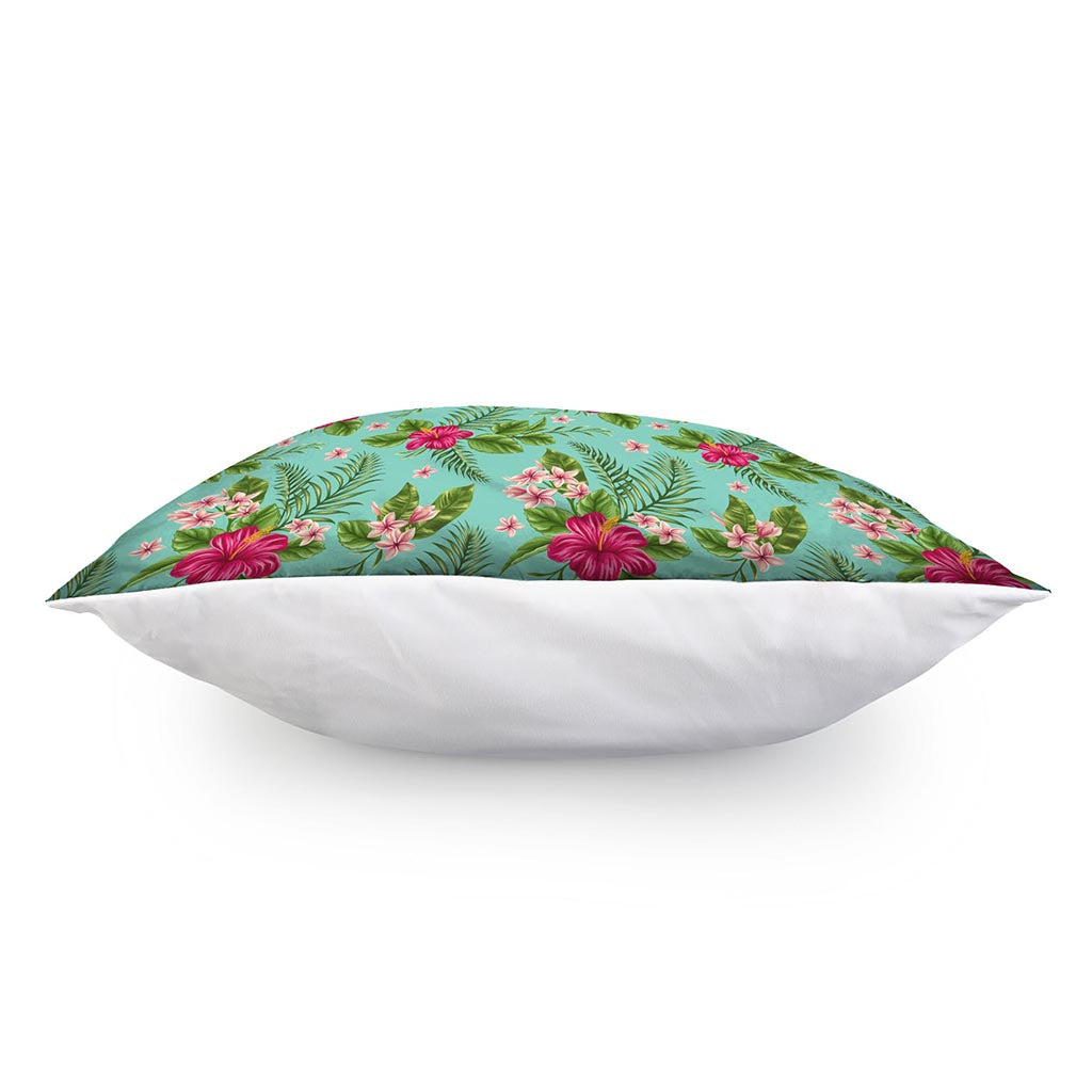 Hibiscus Plumeria Flowers Pattern Print Pillow Cover