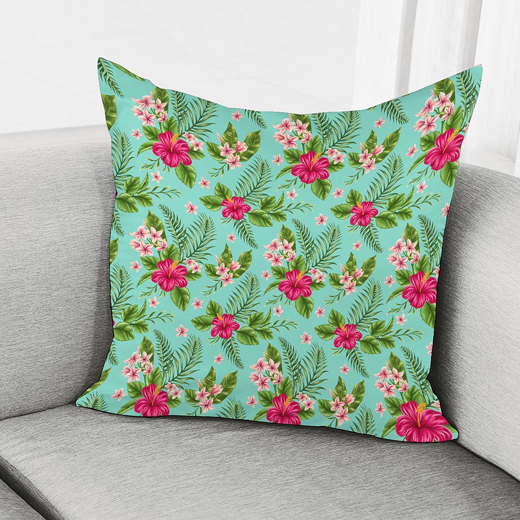 Hibiscus Plumeria Flowers Pattern Print Pillow Cover