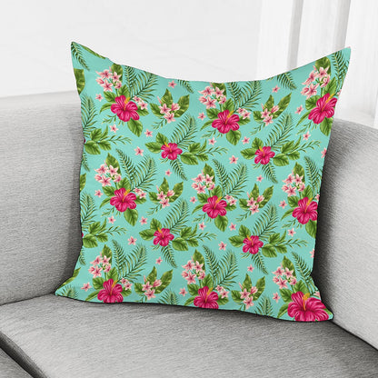 Hibiscus Plumeria Flowers Pattern Print Pillow Cover