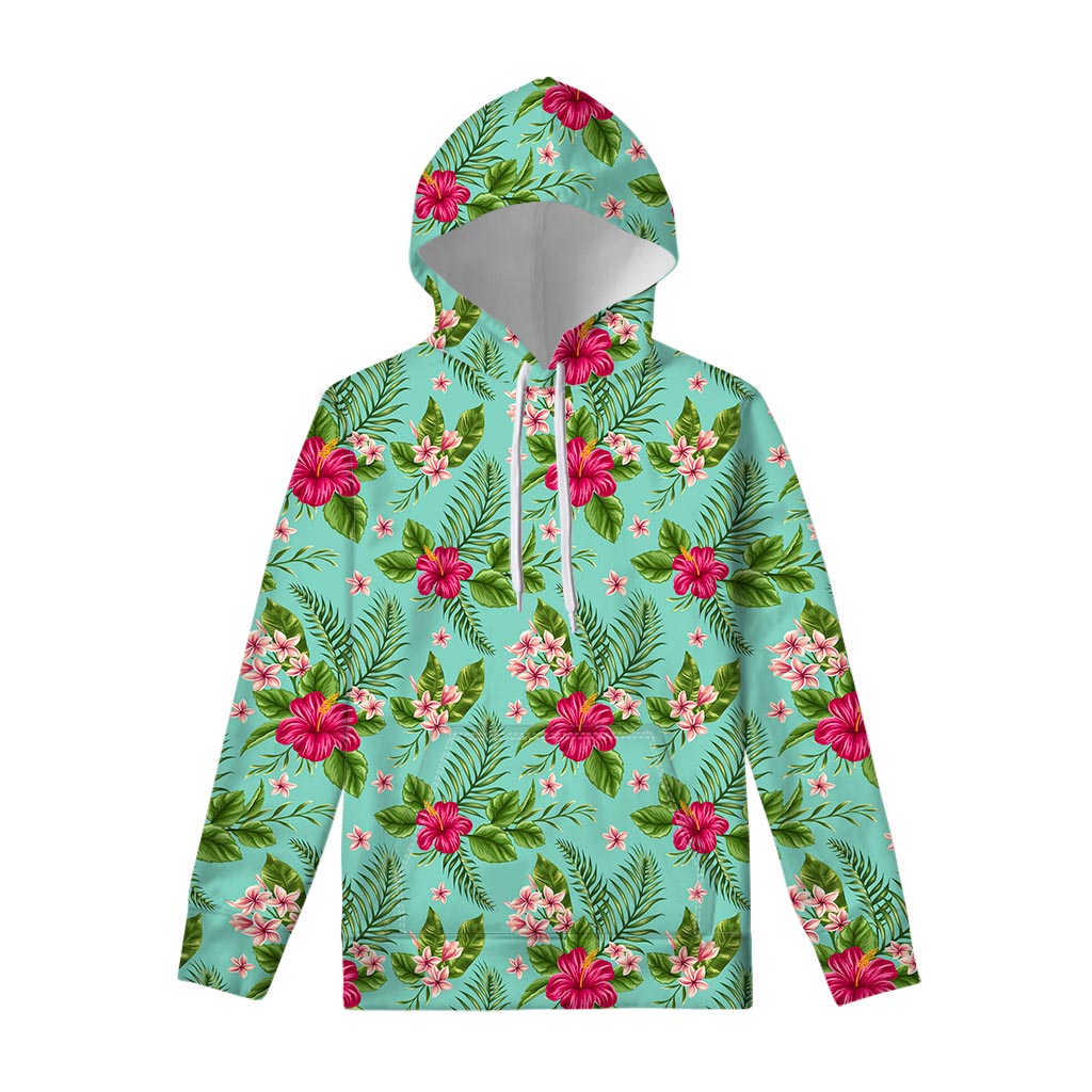 Hibiscus Plumeria Flowers Pattern Print Pullover Hoodie