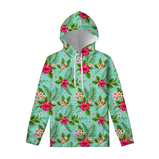 Hibiscus Plumeria Flowers Pattern Print Pullover Hoodie