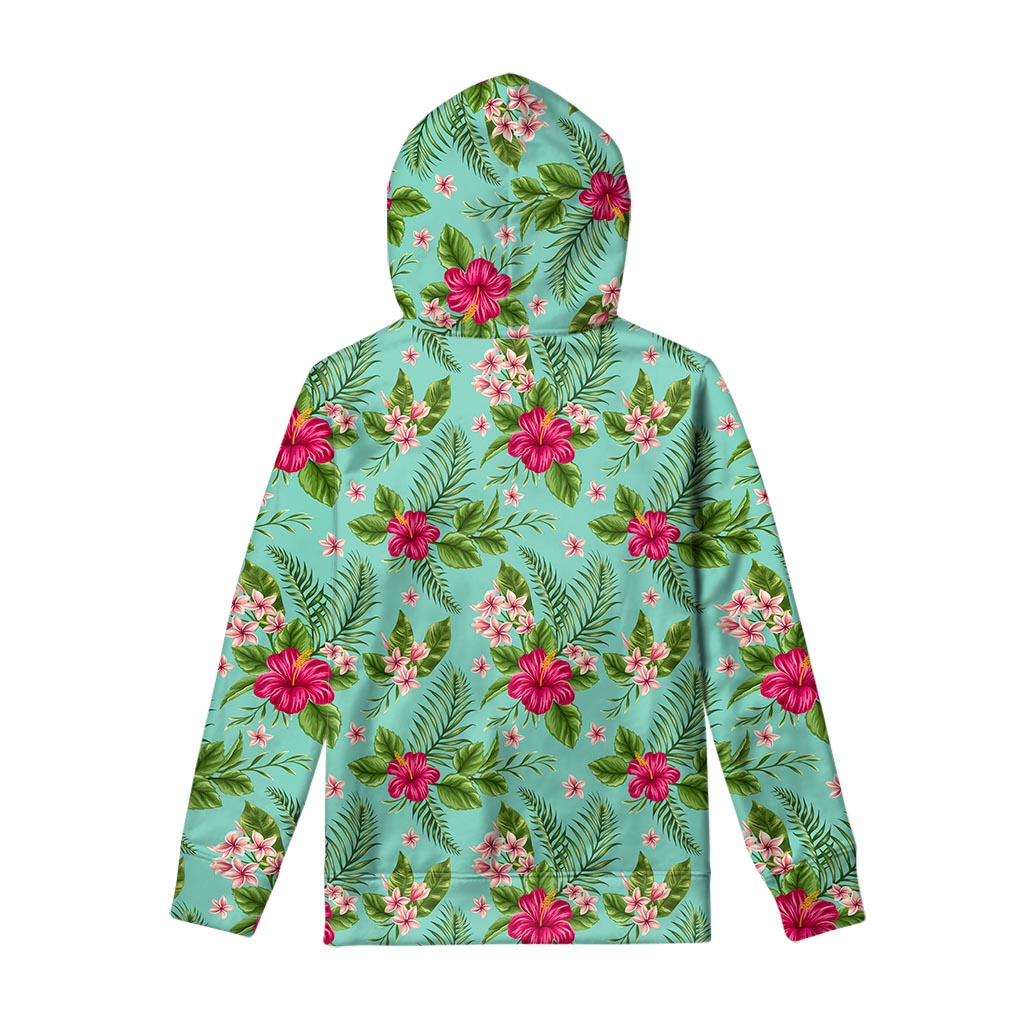 Hibiscus Plumeria Flowers Pattern Print Pullover Hoodie