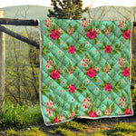 Hibiscus Plumeria Flowers Pattern Print Quilt