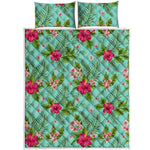 Hibiscus Plumeria Flowers Pattern Print Quilt Bed Set