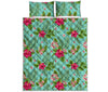 Hibiscus Plumeria Flowers Pattern Print Quilt Bed Set