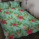 Hibiscus Plumeria Flowers Pattern Print Quilt Bed Set