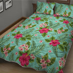 Hibiscus Plumeria Flowers Pattern Print Quilt Bed Set