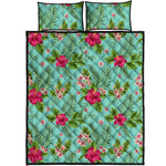 Hibiscus Plumeria Flowers Pattern Print Quilt Bed Set