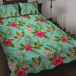 Hibiscus Plumeria Flowers Pattern Print Quilt Bed Set