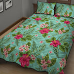 Hibiscus Plumeria Flowers Pattern Print Quilt Bed Set