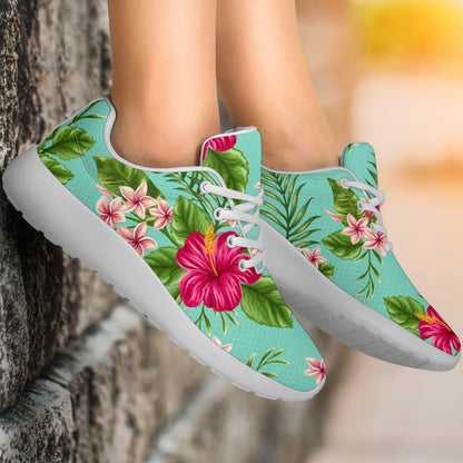 Hibiscus Plumeria Flowers Pattern Print Sport Shoes GearFrost