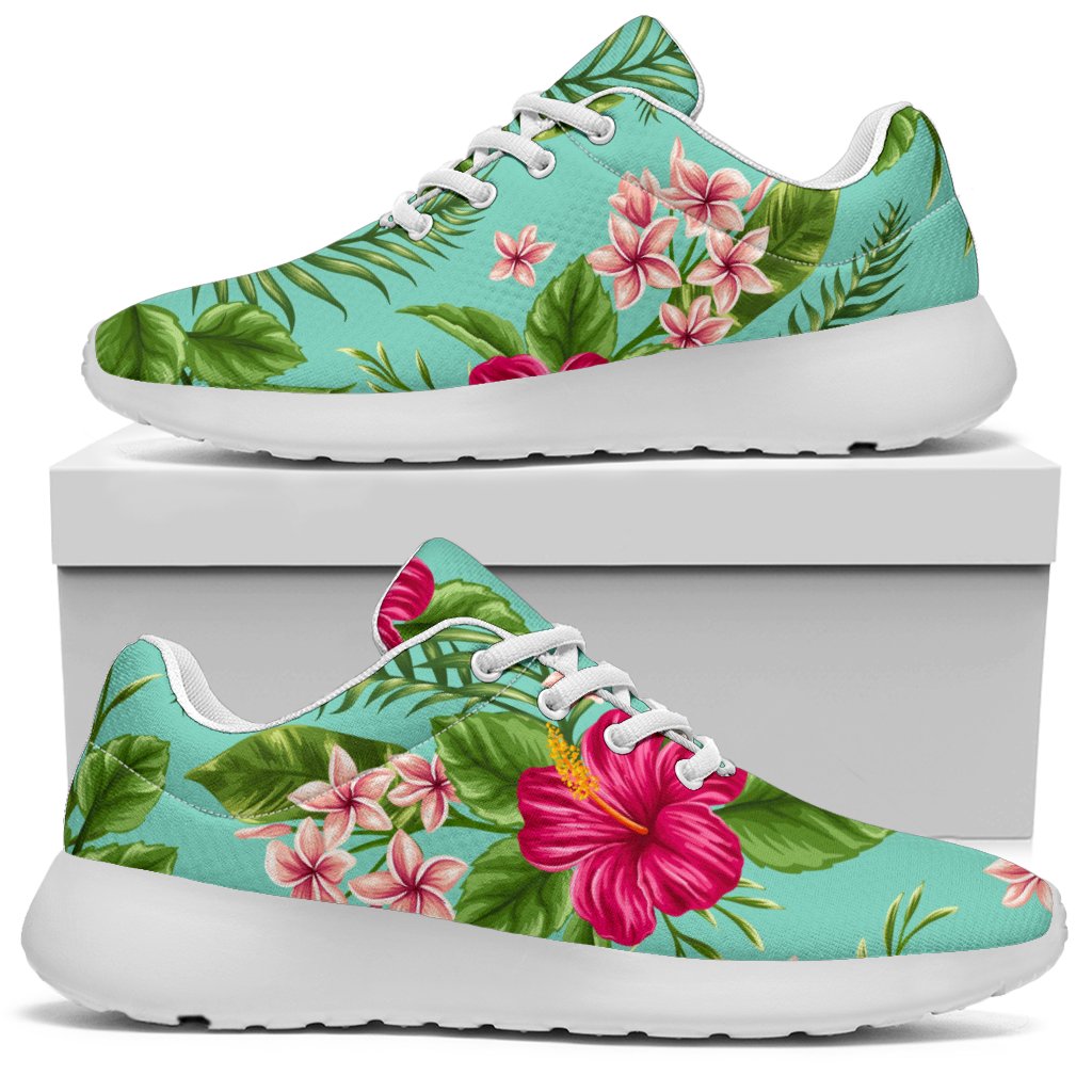 Hibiscus Plumeria Flowers Pattern Print Sport Shoes GearFrost