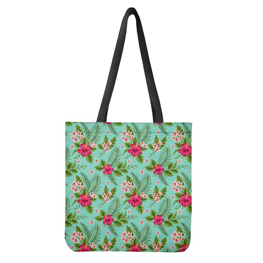 Hibiscus Plumeria Flowers Pattern Print Tote Bag