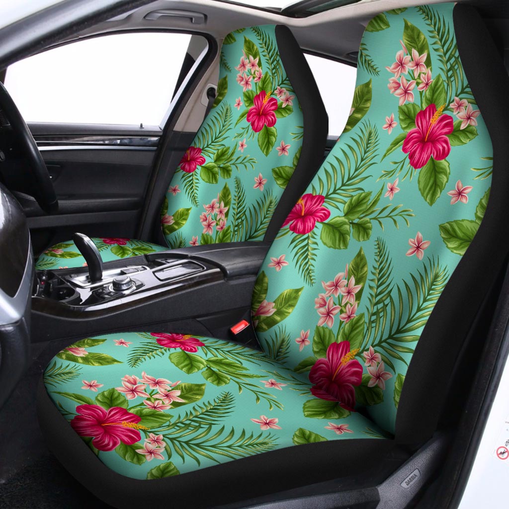 Hibiscus Plumeria Flowers Pattern Print Universal Fit Car Seat Covers