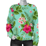 Hibiscus Plumeria Flowers Pattern Print Women's Crewneck Sweatshirt GearFrost