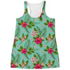 Hibiscus Plumeria Flowers Pattern Print Women's Racerback Tank Top