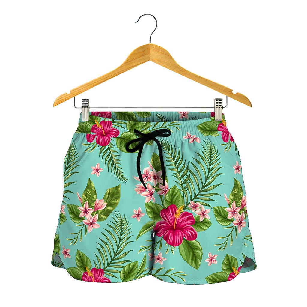 Hibiscus Plumeria Flowers Pattern Print Women's Shorts