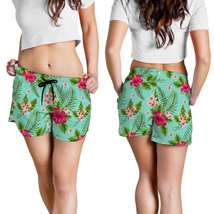 Hibiscus Plumeria Flowers Pattern Print Women's Shorts