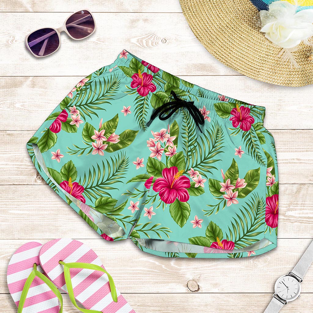 Hibiscus Plumeria Flowers Pattern Print Women's Shorts