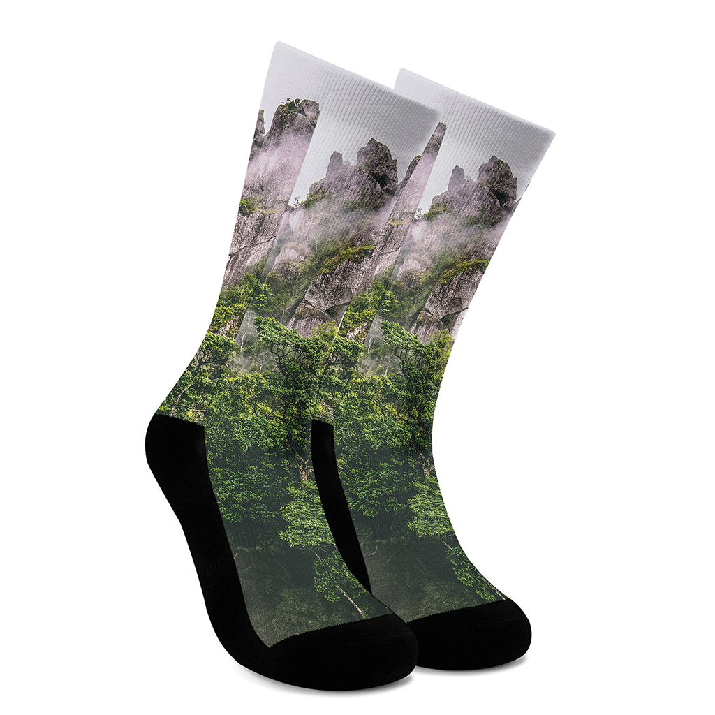 High Mountain Print Crew Socks