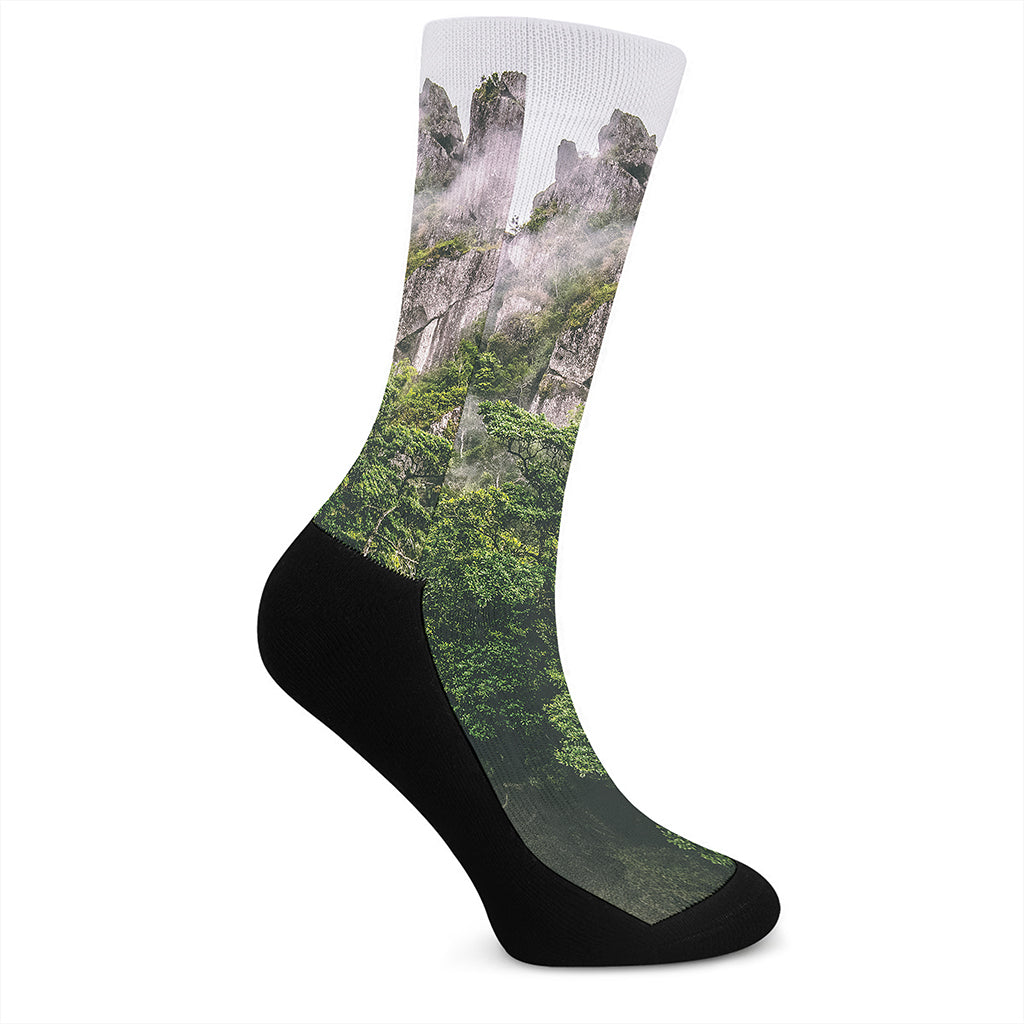 High Mountain Print Crew Socks