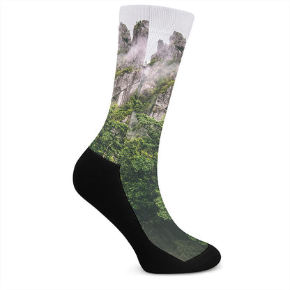 High Mountain Print Crew Socks