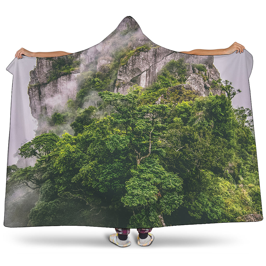 High Mountain Print Hooded Blanket