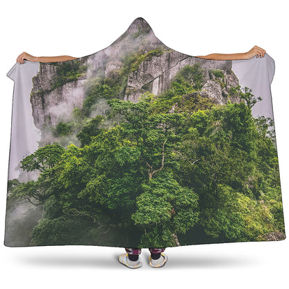 High Mountain Print Hooded Blanket
