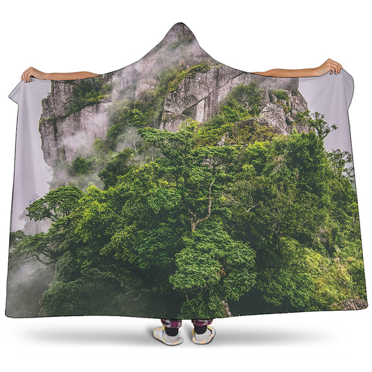 High Mountain Print Hooded Blanket