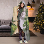 High Mountain Print Hooded Blanket