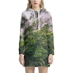 High Mountain Print Hoodie Dress