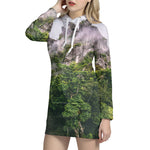 High Mountain Print Hoodie Dress