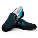 Himalaya Mountain Print Black Slip On Shoes