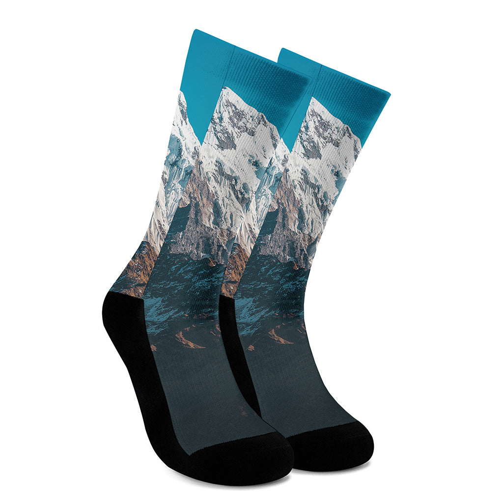 Himalaya Mountain Print Crew Socks