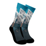Himalaya Mountain Print Crew Socks