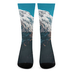 Himalaya Mountain Print Crew Socks